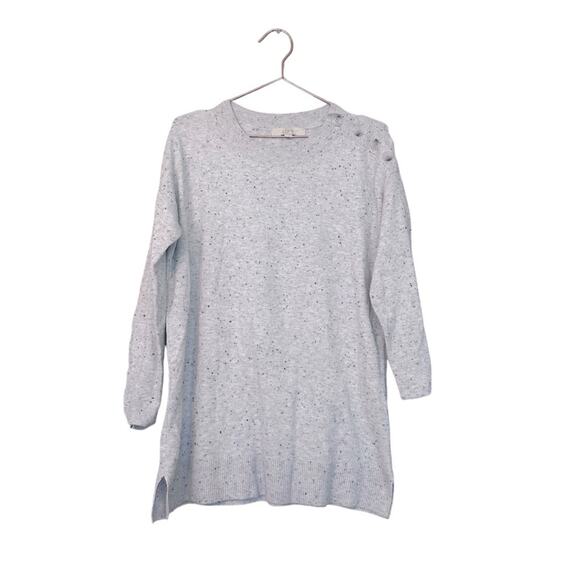 LOFT Speckled Gray Knit Sweater Tunic - Size Medium - Picture 1 of 6